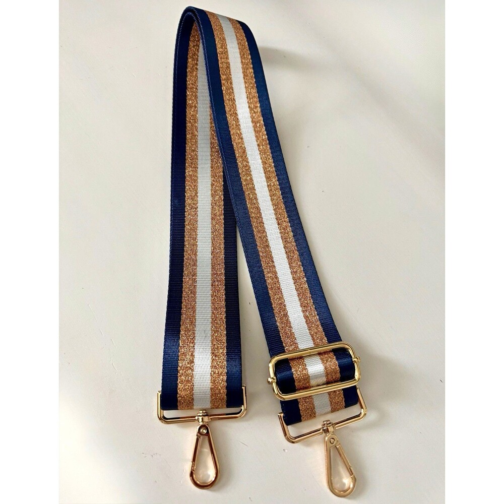 Crossbody Replacement Striped Handbag Strap Women’s Blue Navy White Gold